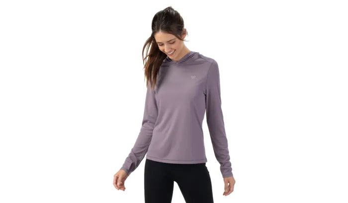 Women’s Sun Slayer Hoodie – Grey Ridge Purple - Image 4