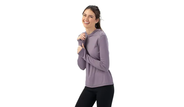 Women’s Sun Slayer Hoodie – Grey Ridge Purple - Image 5