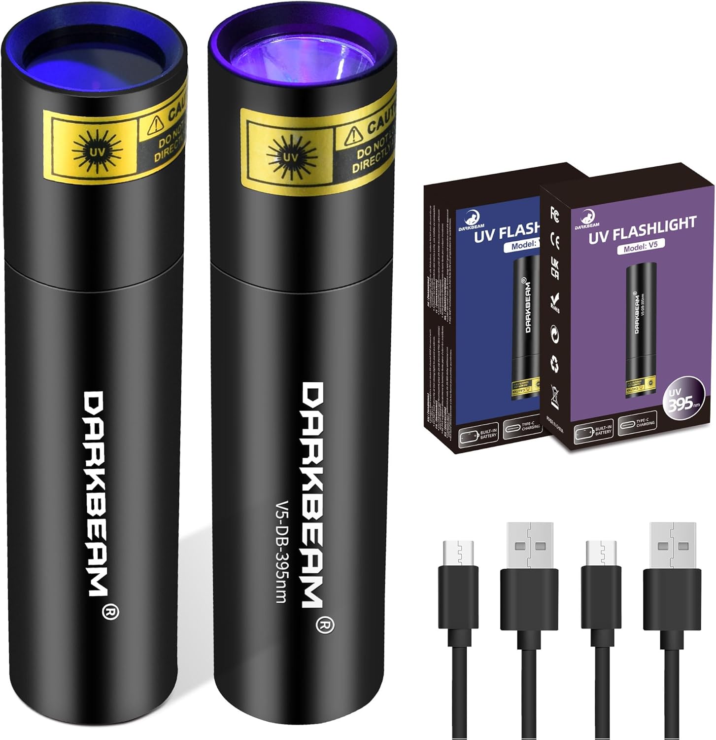 DARKBEAM UV Flashlight Combo – 365nm & 395nm (2-Pack)
