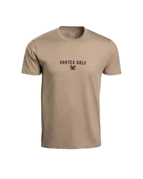 Vortex Golf Short Sleeve T-Shirt – Khaki Heather Casual Golf Style with Vortex® Character
